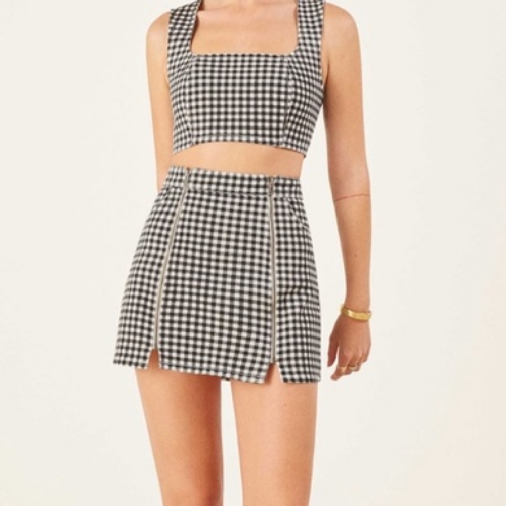 Reformation Jeannie gingham mini skirt